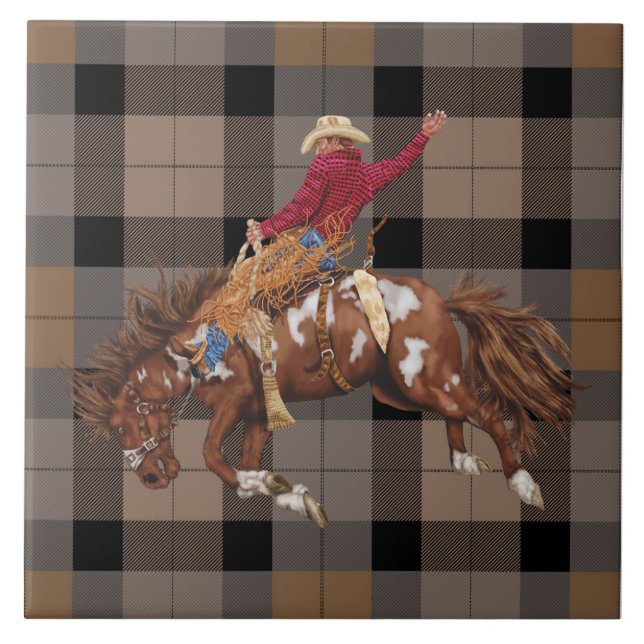Rodeo Cowboy Bronco Comprando Na Xadrez (Frente)