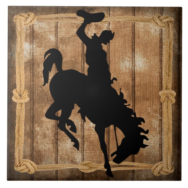 Rodeo Cowboy Horse Bronco Silhouette (Frente)