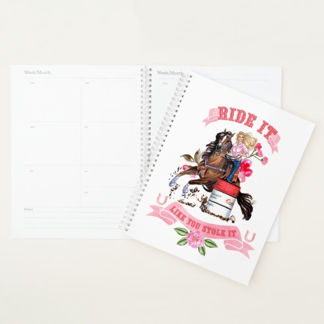 Rodeo Cowgirl Barrel Racer Planner Agenda (Exibição)