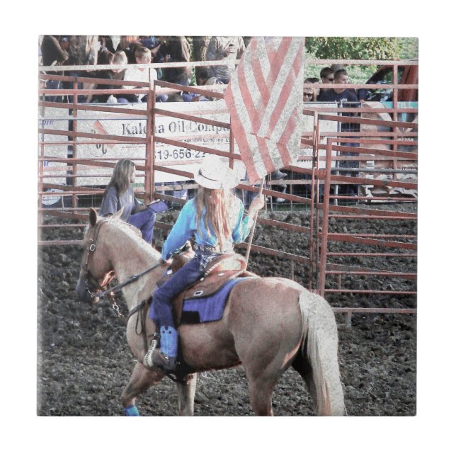 Rodeo Flag Horse e Cowgirl (Frente)