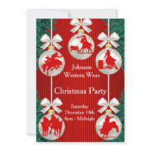 Rodeo Ornaments Wreath Border Convite Vermelho