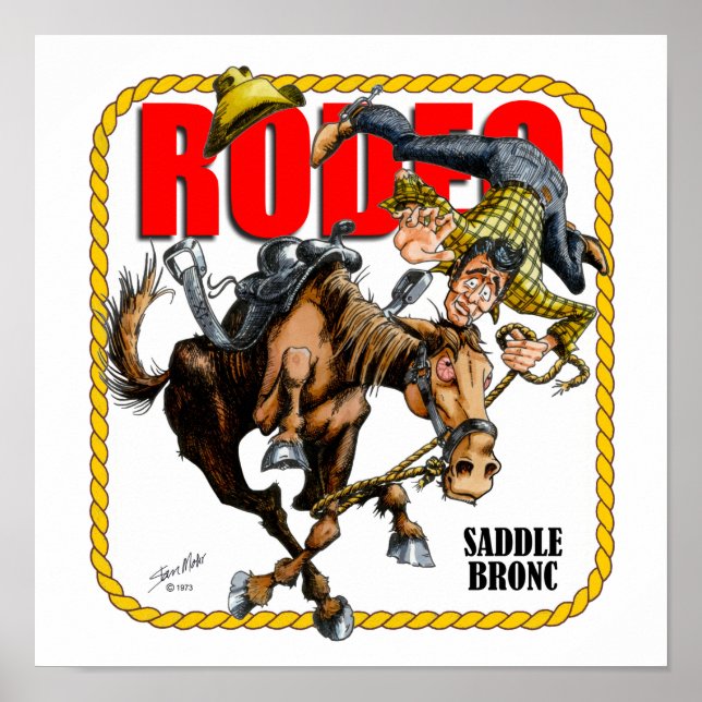 Rodeo Saddle Bronc Rider Impressão (Frente)