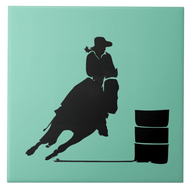 Rodeo Theme Cowgirl Barrel Racing Silhouette (Frente)