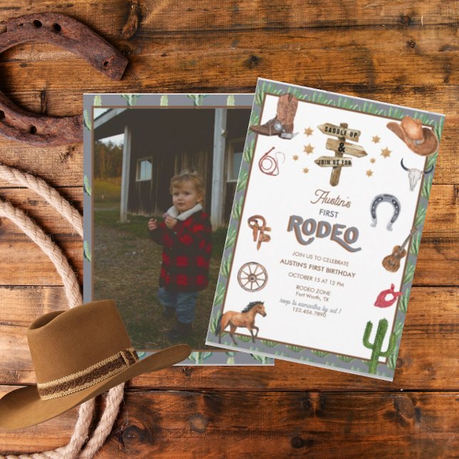 Rodeo Themed | Convites a primeiros aniversarios (Criador carregado)