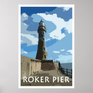 ROKER PIER, SunderLAND Vintage Style Poster