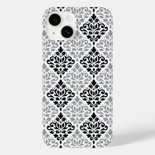 Rolar Damask Grande Padrão Cinza Preta Branco