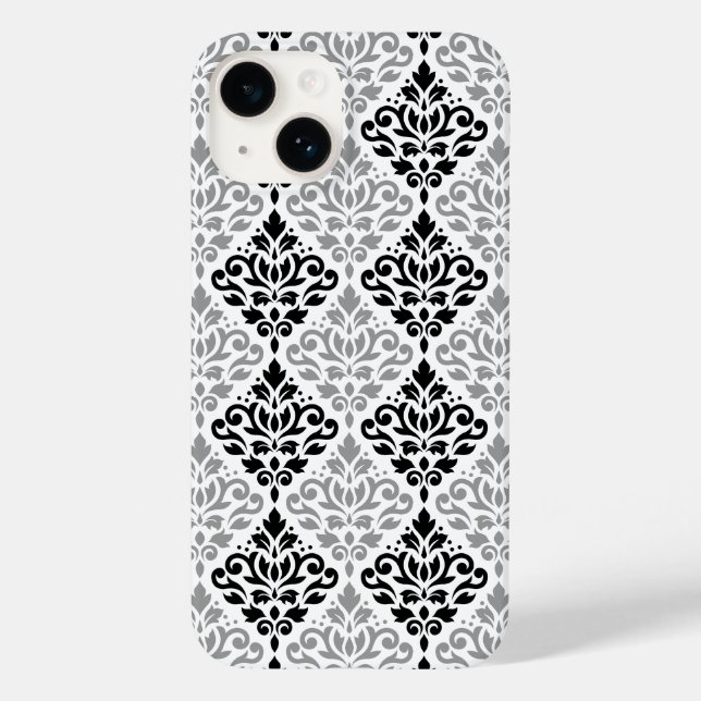 Rolar Damask Grande Padrão Cinza Preta Branco (Verso)