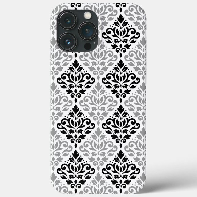 Rolar Damask Grande Padrão Cinza Preta Branco (Verso)