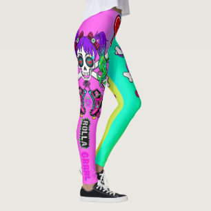 Rolla Grrl Punk Rock Inspirou Leggings Coloridas