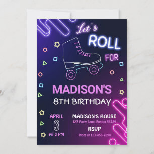 Roller Skate Aniversário Cilindro de Convite Patin