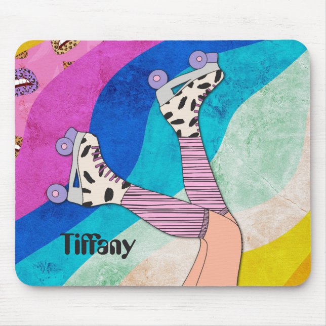 Rollerskate Girl Name 1980s Style Mousepad (Frente)