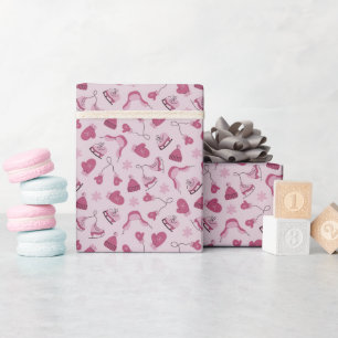 Rolo de Papel de Embrulho Rosa com Padrão de Inver