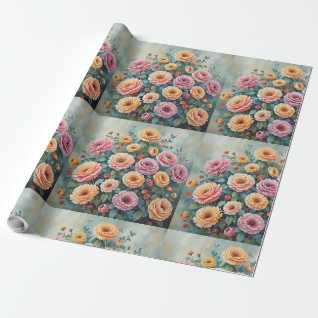 rolo papel de presente tema floral (Desenrolado)