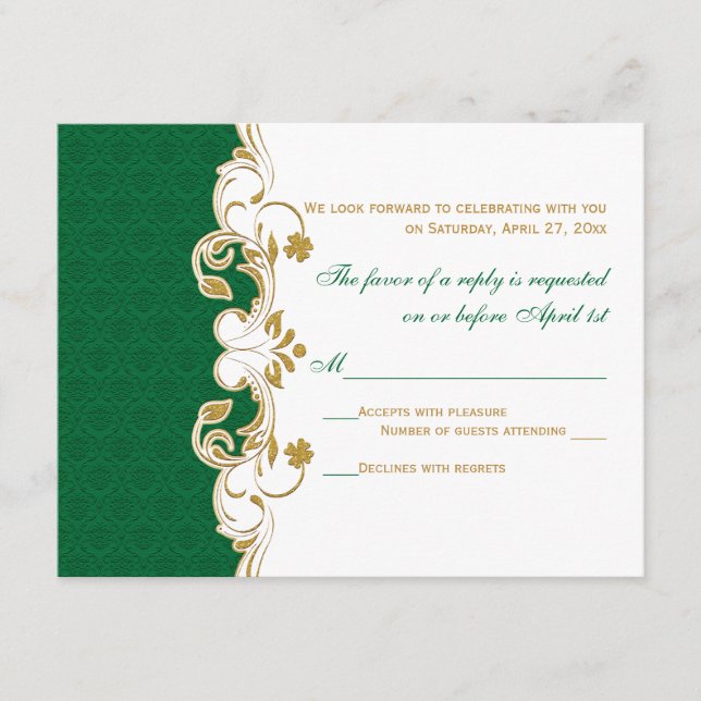 Rolos brancos verdes Dourados, Shamrocks Cartão RS (Frente)