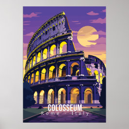 Roma - Itália, Coloseu, viagem art poster