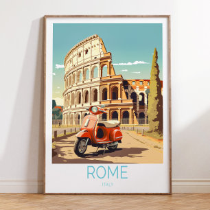 Roma Itália Poster de viagens, Roma Itália Poster,