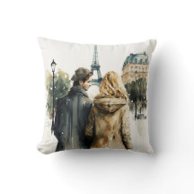 Romance em Aquarela em Paris Casal Almofada