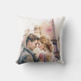 Romance em Aquarela em Paris Casal Lançar Almofada