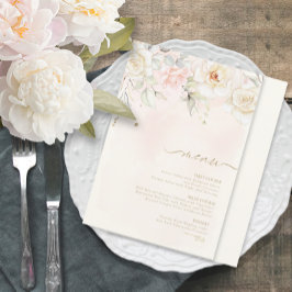 Romance French Wedding Menu Floral Blush ID870
