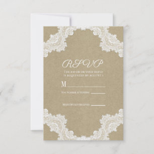 Romance Rústico Elegante Branco Renda & Kraft RSVP