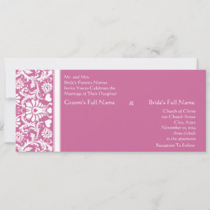 Românico Rosa Damask Swirls Convite Para Casamento