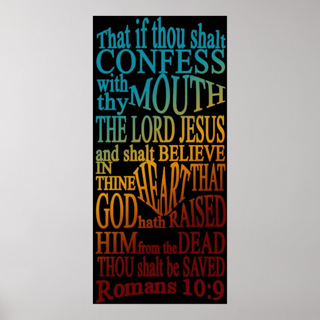 Romanos 10:9 Poster (Frente)