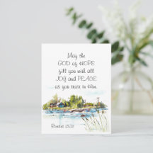 Romanos 15:13 Cartão Plano Deus da Esperança, Bíbl