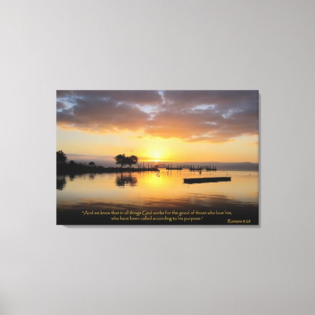 Romanos 8:28 Bíblia Cristã Versa Arte Canvas (Frente)