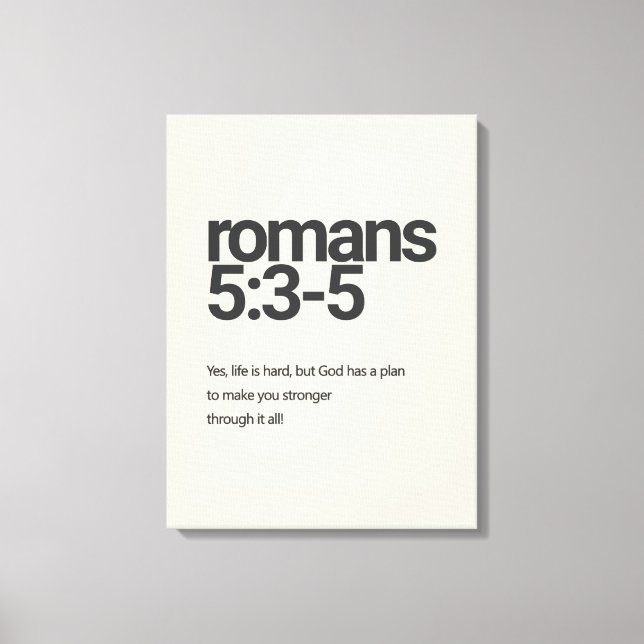 Romans 5:3 Minimalist Christian Canvas Wall Art (Frente)