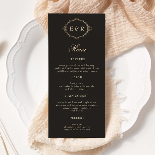 Romantic Baroque Ornate Frame Wedding Menu Card (Criador carregado)