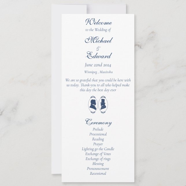 Romantic Blue Regency Gay Botanical Silhouette  (Frente)