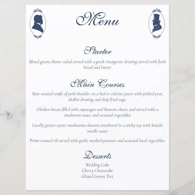 Romantic Blue Regency Gay Botanical Silhouette  (Frente)