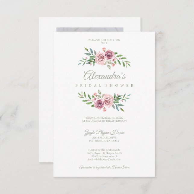 Romantic Chic Floral Garland Photo Bridal Shower (Frente/Verso)