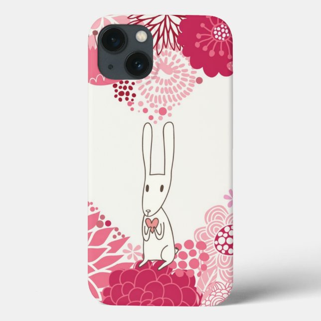 Romantic floral background with cute rabbit (Verso)