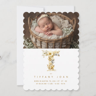 Romantic Floral L Initial Gold Glitter Newborn Ann