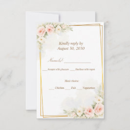Romantic Floral RSVP Card Dusty Blush Peony Botani