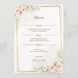 Romantic Floral Wedding Menu Dusty Blush Peony