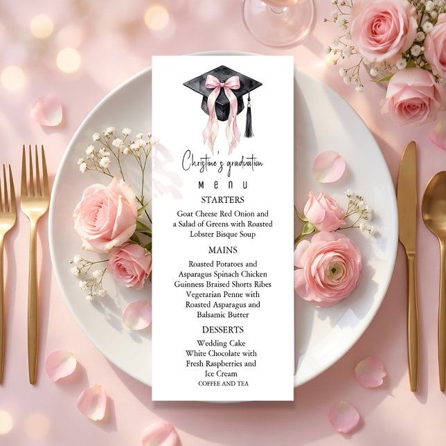 Romantic Graduation Menu For Her (Romantic Graduation Menu For Her #menu #dinner #pinkbow #graduationmenu #graduationmenuforher #chick)