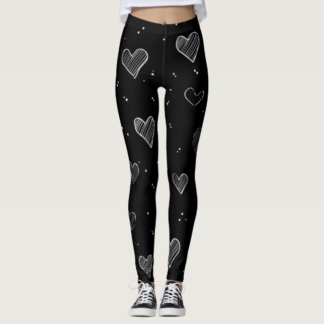 Romantic Heart Pattern Leggings – Perfect Valentin (Frente)