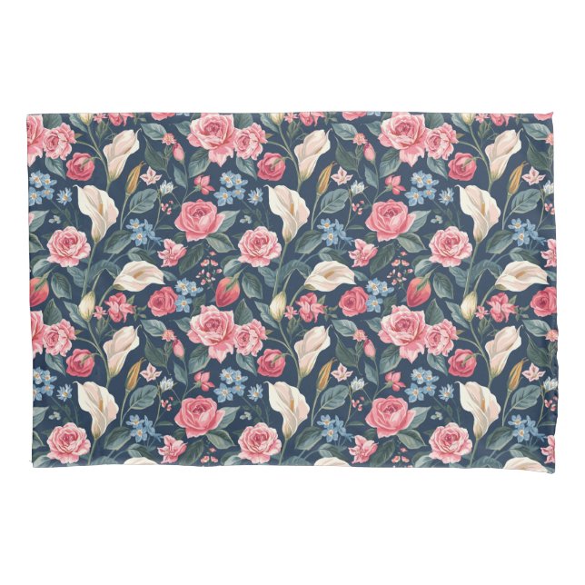 Romantic Navy Blue Floral Garden Pattern (Frente)