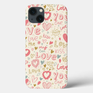 Romantic Pattern with Hearts and Lips