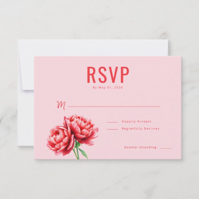 Romantic Pink Floral RSVP (Frente)