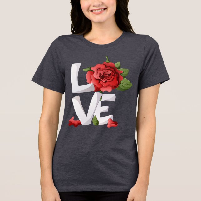Romantic Red Rose Botanical Love Typography (Frente)