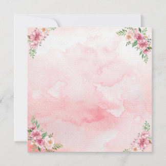 Romantic Rose Corners Watercolor Pink Blank Card