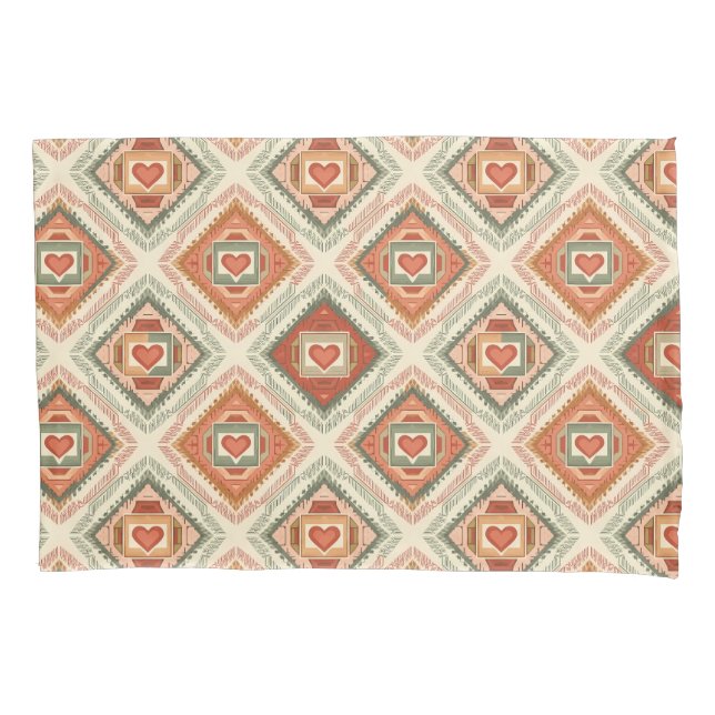 Romantic Southwestern Heart Pattern Peach & Sage (Frente)