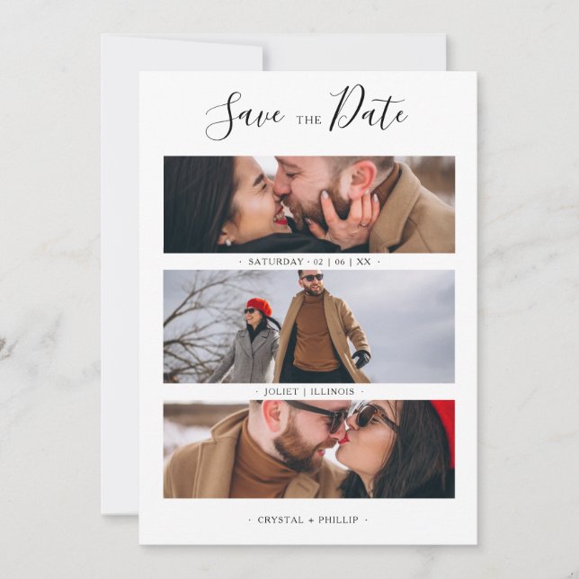 Romantic Three Wedding Engagement Photos Collage (Frente)
