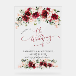 Romantic Watercolor Burgundy Blush Wedding Welcome