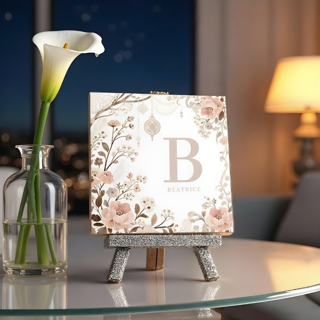 Romantic Watercolor Floral Filigree Design  (Exquisite Sophisticated Romantic Pastel Watercolor Floral Ceramic Tile Design.)