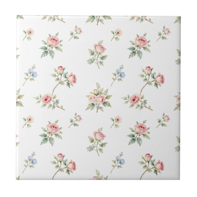 Romantic Watercolor Pink Roses Pattern (Frente)