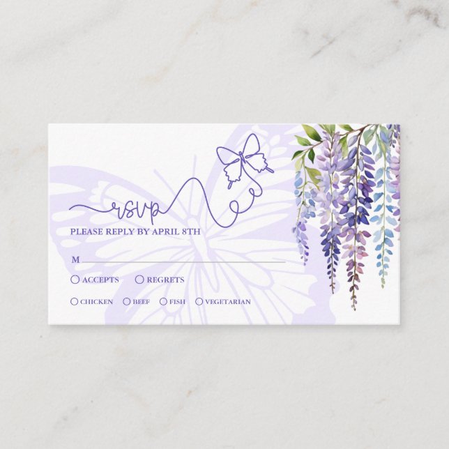 Romantic Wisteria Fairytale - Mini Cartão RSVP de  (Frente)